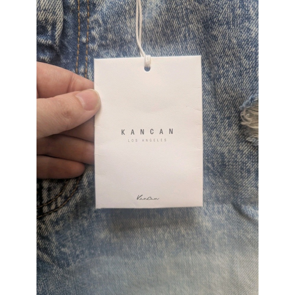 Kancan Jeans 30 Blue Acid Wash Faded Distressed High Rise Baggy Straight Y2K - Picture 5 of 12